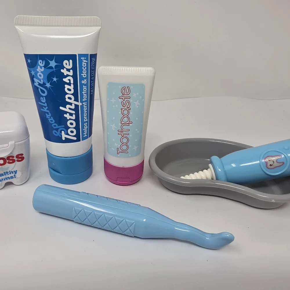 Play Dentist Dental Floss Toothpaste Tray Instruments Plastic Lot